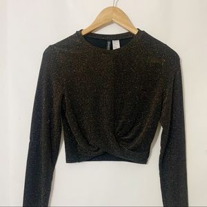 Glitter crop top- gold and back